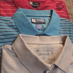 Jos. A. Bank Leadbetter Golf Mens L Polo Shirt Stripes Light Blue Red And Silver